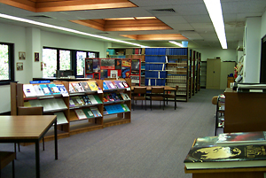 carpeted library interior